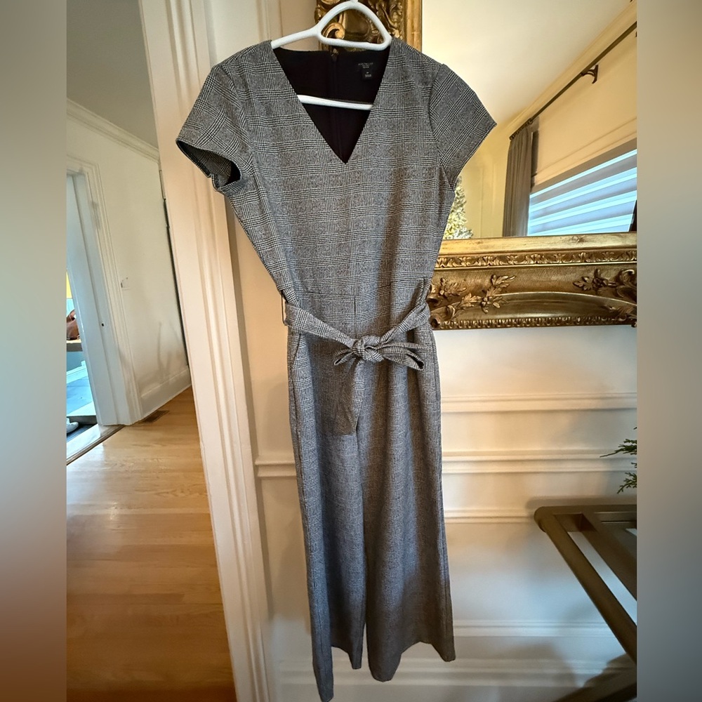 Ann Taylor Factory Petite Black Plaid Jumpsuit